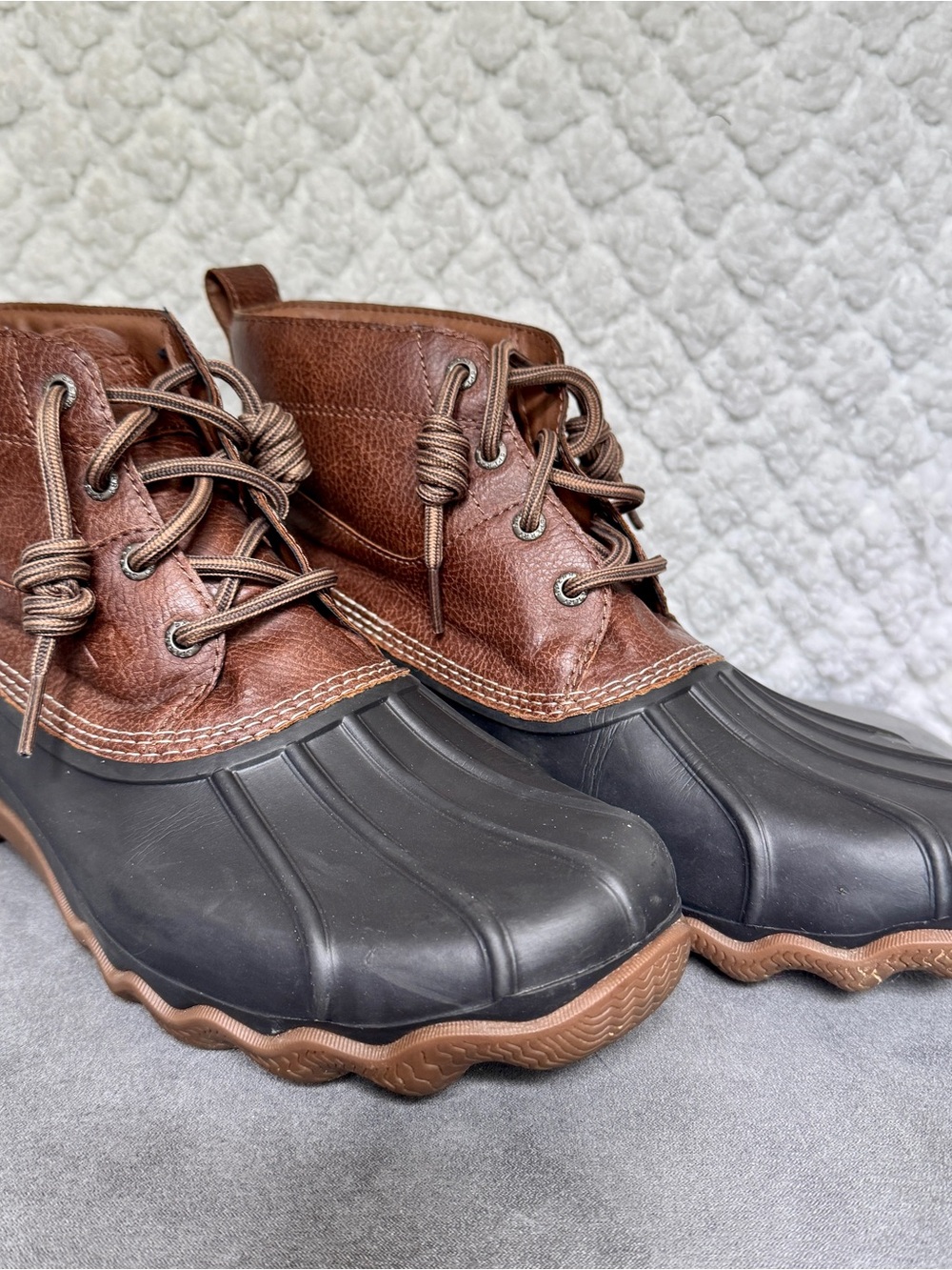 Sperry Men's Brown Leather and Brown Rubber Duck Boots